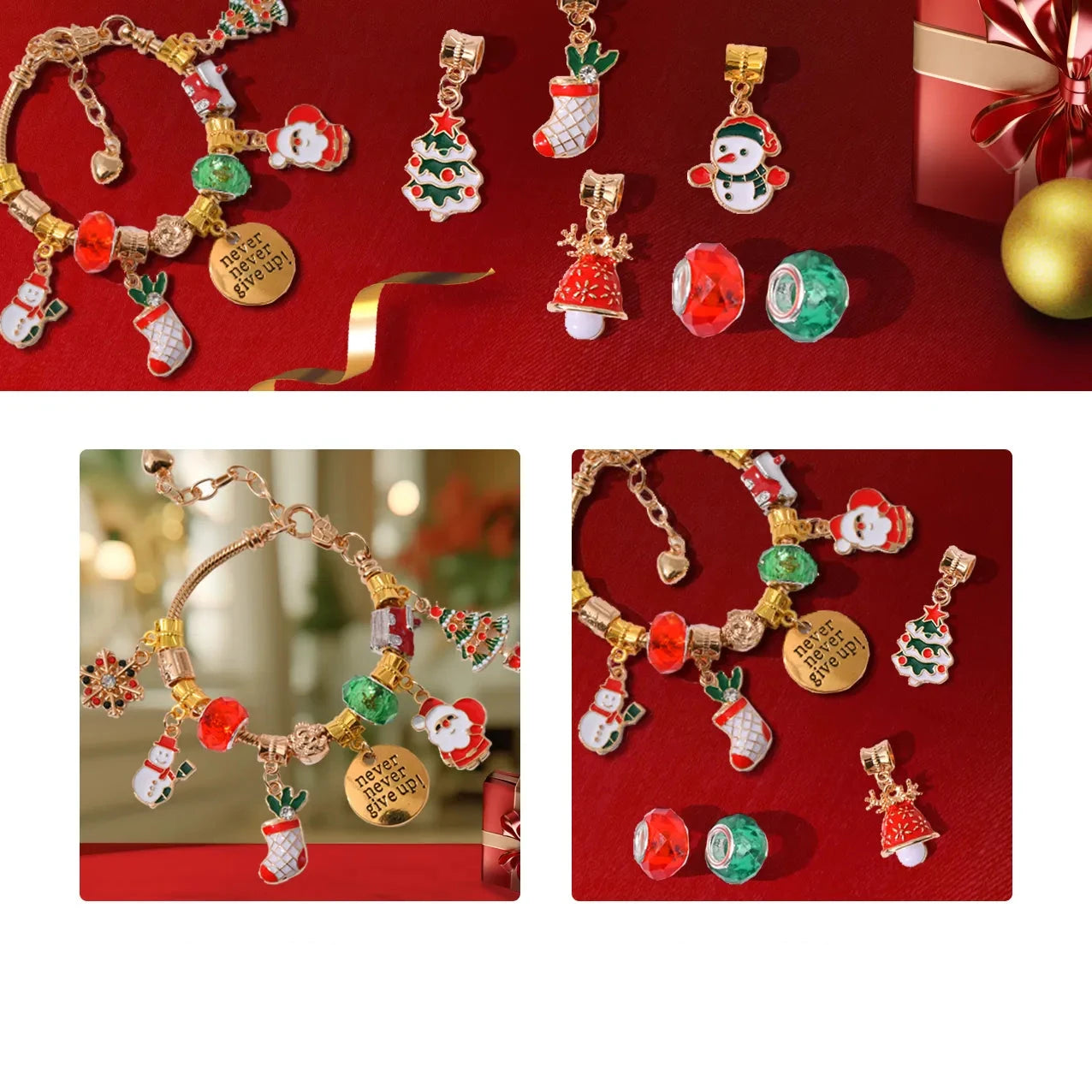 Unleash your creativity this holiday season with our Christmas DIY Handmade Bracelet Beading Material Kits! Each set includes a vibrant array of high-quality beads, charming seasonal charms, and everything you need to craft personalized gifts for your loved ones. Perfect for crafters of all ages, these kits inspire joy and togetherness, making your holiday celebrations even more special. Accessories Included: 24 stickers, 1 storage box, 2 bracelets chain