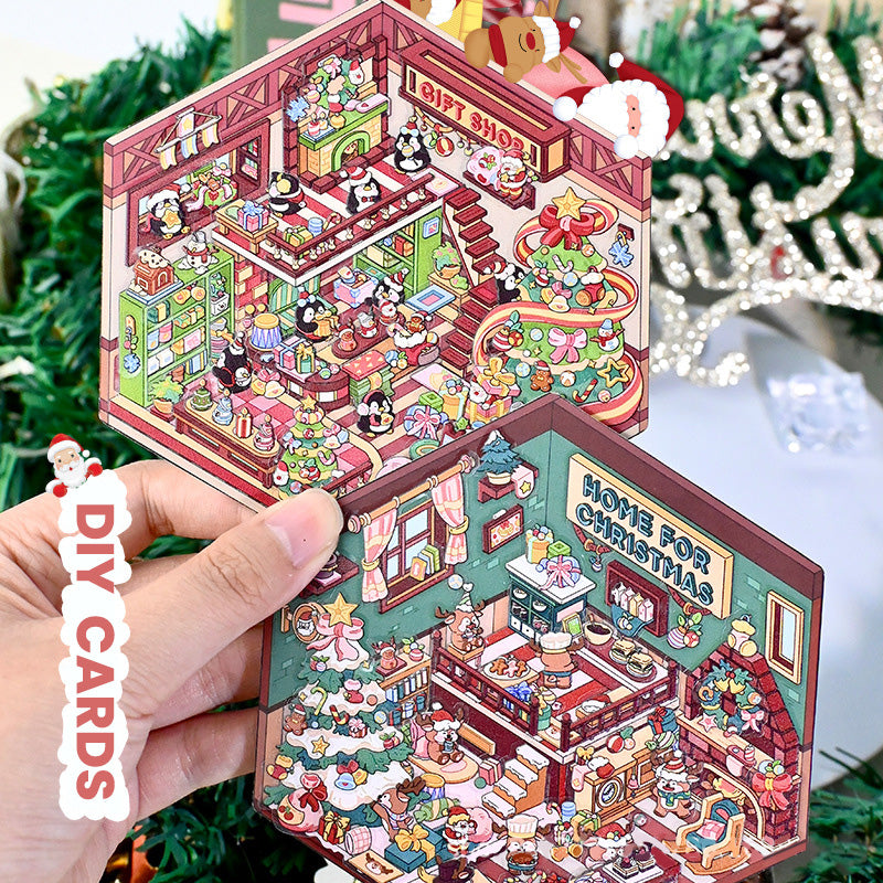 Celebrate the season with our interactive Christmas card! Enjoy designing your own festive scene using our charming 3D stickers. Ideal for sending love to family and friends! Special offer: get 4 sets for just $9.99 or go big with 10 sets at $19.99, all shipped free!