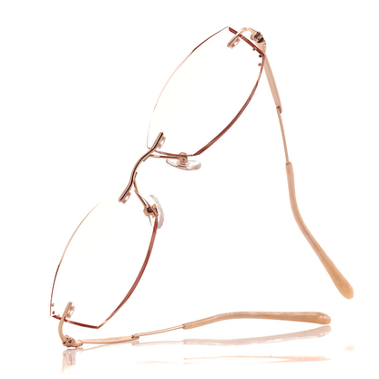 PRE003 is constructed from sophisticated metal, super lightweight and comfortable. Adorned with elegant flower-pattern decorated temple arms and tinted lenses, beautiful diamond-cut lens with rhinestone embellishment, perfect for your style.