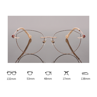 PR015 rimless eyeglasses are crafted from premium metal, making them lightweight, durable, and comfortable. Designed for single-vision lenses, their rimless style beautifully highlights your dynamic and confident personality. Get your pair today!