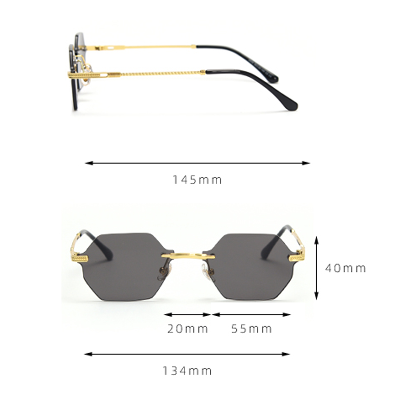 MieMie Polygon Sunglasses SPG001, well-crafted 18k gold metal, a distinctive rim-less design, and a unique geometry style that adds a unique flair to your look. With UV400 protection, they provide excellent defense against harmful rays. Available 9 colors in pink, black, coffee, green, clear, blue, navy, purple, red