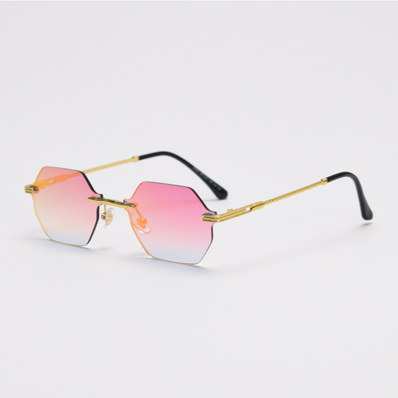 MieMie Polygon Sunglasses SPG001, well-crafted 18k gold metal, a distinctive rim-less design, and a unique geometry style that adds a unique flair to your look. With UV400 protection, they provide excellent defense against harmful rays. Available 9 colors in pink, black, coffee, green, clear, blue, navy, purple, red