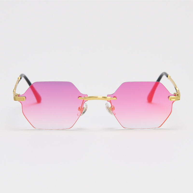 MieMie Polygon Sunglasses SPG001, well-crafted 18k gold metal, a distinctive rim-less design, and a unique geometry style that adds a unique flair to your look. With UV400 protection, they provide excellent defense against harmful rays. Available 9 colors in pink, black, coffee, green, clear, blue, navy, purple, red