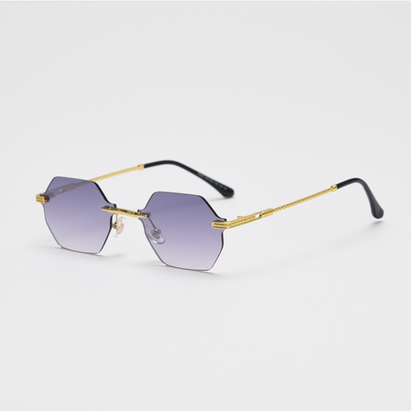 MieMie Polygon Sunglasses SPG001, well-crafted 18k gold metal, a distinctive rim-less design, and a unique geometry style that adds a unique flair to your look. With UV400 protection, they provide excellent defense against harmful rays. Available 9 colors in pink, black, coffee, green, clear, blue, navy, purple, red