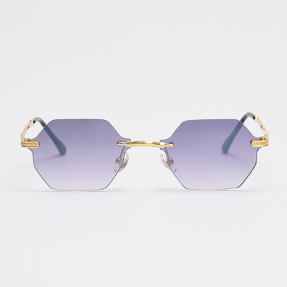 MieMie Polygon Sunglasses SPG001, well-crafted 18k gold metal, a distinctive rim-less design, and a unique geometry style that adds a unique flair to your look. With UV400 protection, they provide excellent defense against harmful rays. Available 9 colors in pink, black, coffee, green, clear, blue, navy, purple, red