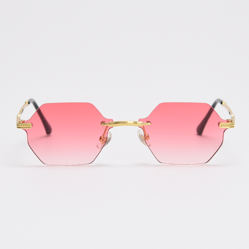 MieMie Polygon Sunglasses SPG001, well-crafted 18k gold metal, a distinctive rim-less design, and a unique geometry style that adds a unique flair to your look. With UV400 protection, they provide excellent defense against harmful rays. Available 9 colors in pink, black, coffee, green, clear, blue, navy, purple, red