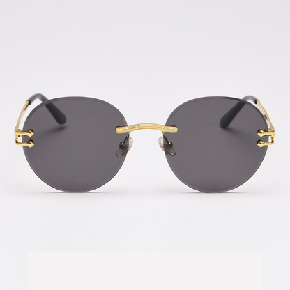 MieMie SR007 sunglasses crafted 18k gold metal temple and a distinctive rimless design, that enhances your look with flair. Equipped with UV400 protection, these sunglasses offer exceptional defense against harmful rays, comes in pink, black, coffee, purple, navy, wine red, clear color