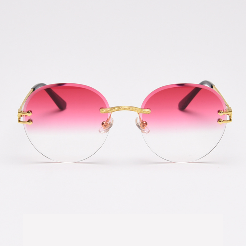 MieMie SR007 sunglasses crafted 18k gold metal temple and a distinctive rimless design, that enhances your look with flair. Equipped with UV400 protection, these sunglasses offer exceptional defense against harmful rays, comes in pink, black, coffee, purple, navy, wine red, clear color