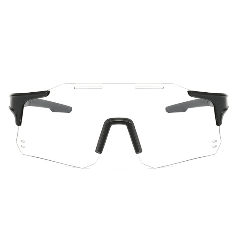 MieMie SP16CL uses the same model as SP16, its rim-less lightweight design, and the anti-slip temple arm ensure stableness during movements. It features durable PC lenses, photochromic & lenses, and UV400 protection coating designed to enhance visibility and reduce glare, suitable for daylight and nighttime.