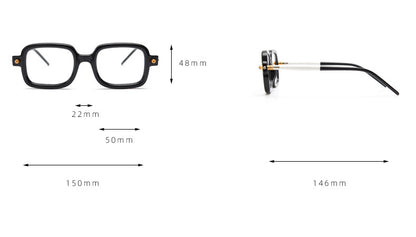 MieMie PSQ004 Classic Bold Square Prescription Glasses — designed for both men and women. Available in 4 colors: Tortoise, Black, Clear, Grey. Customized for nearsightedness, farsightedness, and astigmatism, 6-in-one lens package including anti-blue. Durable TR90 frame, lightweight, flexible, and impact-resistant properties. Your vision and style with our eyewear.