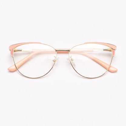 PC007-Crafted from stunning polished metal material, with butterfly cat-eye design and comfortable temple arms, a must-have accessory on any occasion. Available with ALL-IN-ONE lenses including blue light protection. Comes in 6 colors: Purple, Pink, Apricot, Green, Brown & Black. Perfect for prescription or fashion wear!