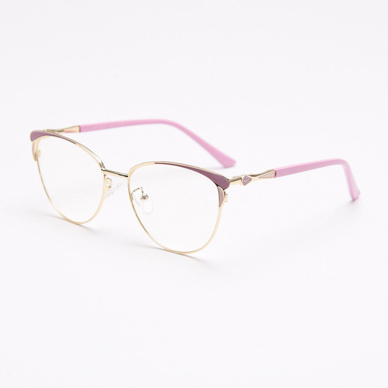 PC007-Crafted from stunning polished metal material, with butterfly cat-eye design and comfortable temple arms, a must-have accessory on any occasion. Available with ALL-IN-ONE lenses including blue light protection. Comes in 6 colors: Purple, Pink, Apricot, Green, Brown & Black. Perfect for prescription or fashion wear!