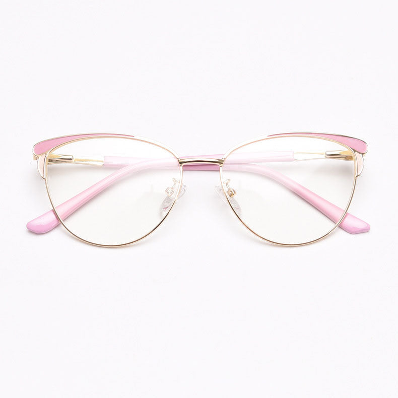 PC007-Crafted from stunning polished metal material, with butterfly cat-eye design and comfortable temple arms, a must-have accessory on any occasion. Available with ALL-IN-ONE lenses including blue light protection. Comes in 6 colors: Purple, Pink, Apricot, Green, Brown & Black. Perfect for prescription or fashion wear!