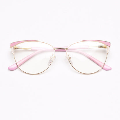 PC007-Crafted from stunning polished metal material, with butterfly cat-eye design and comfortable temple arms, a must-have accessory on any occasion. Available with ALL-IN-ONE lenses including blue light protection. Comes in 6 colors: Purple, Pink, Apricot, Green, Brown & Black. Perfect for prescription or fashion wear!