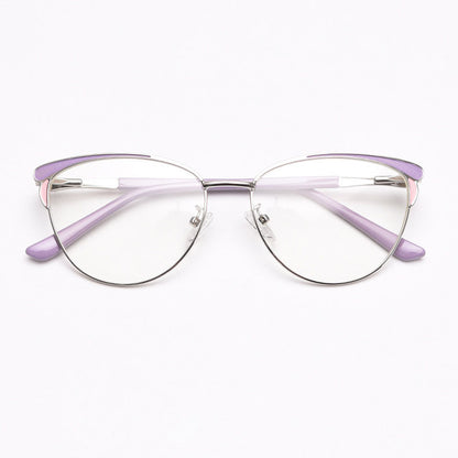 PC007-Crafted from stunning polished metal material, with butterfly cat-eye design and comfortable temple arms, a must-have accessory on any occasion. Available with ALL-IN-ONE lenses including blue light protection. Comes in 6 colors: Purple, Pink, Apricot, Green, Brown & Black. Perfect for prescription or fashion wear!