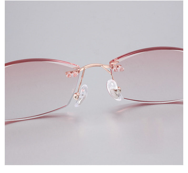 Upgrade your eyewear with MieMie's Pink Rectangle frame glasses, featuring a stylish design for instant transition between prescription eyewear and sunglasses. All-in-One lenses come with multi-coating benefits: anti-blue light, anti-allergic, anti-scratch, anti-glare, and oil-resistant protection, all included at one price.