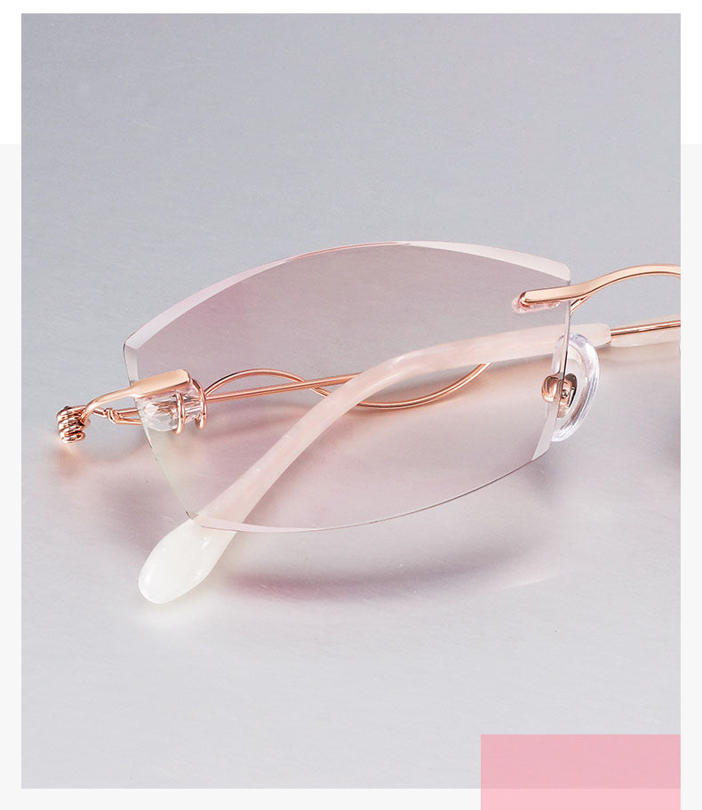 Upgrade your eyewear with MieMie's Pink Rectangle frame glasses, featuring a stylish design for instant transition between prescription eyewear and sunglasses. All-in-One lenses come with multi-coating benefits: anti-blue light, anti-allergic, anti-scratch, anti-glare, and oil-resistant protection, all included at one price.