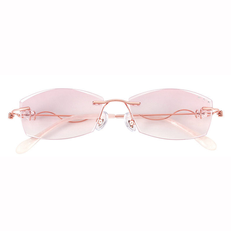 Upgrade your eyewear with MieMie's Pink Rectangle frame glasses, featuring a stylish design for instant transition between prescription eyewear and sunglasses. All-in-One lenses come with multi-coating benefits: anti-blue light, anti-allergic, anti-scratch, anti-glare, and oil-resistant protection, all included at one price.