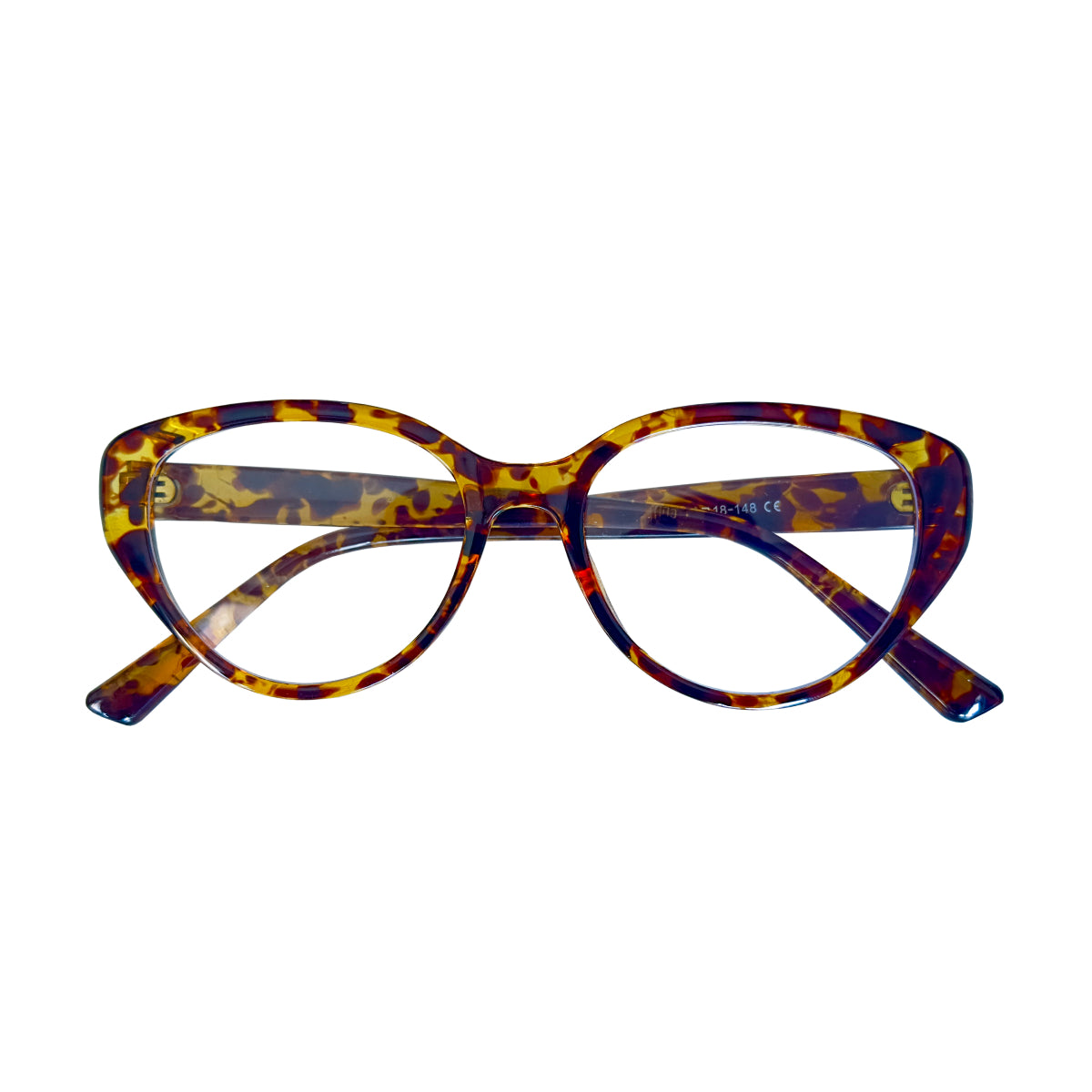 Close-up view of MieMie Tortoise Matte Oval Prescription Glasses, featuring a stylish tortoiseshell pattern with a soft matte finish. The oval frames showcase elegant lines and a classic design, highlighting the lenses which are designed for prescription use, made from TR90 material, PO001 Tortoise Color