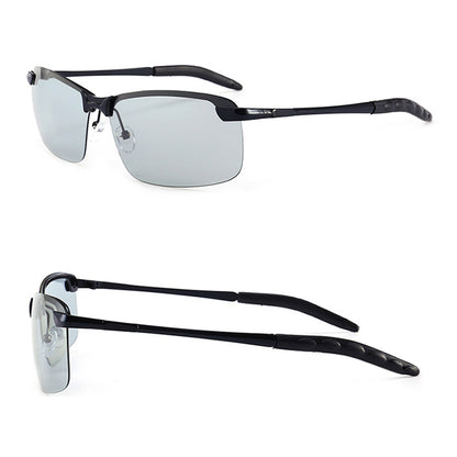 Discover MieMie's photochromic polarized sunglasses, perfect for driving day or night. These men's glasses adapt to light conditions, reducing glare with UV400 protection. Available in black, gray, and silver. Ideal for drivers seeking comfort and eye safety.
