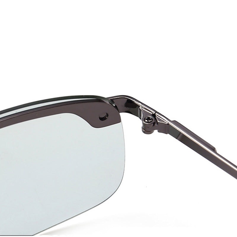 Discover MieMie's photochromic polarized sunglasses, perfect for driving day or night. These men's glasses adapt to light conditions, reducing glare with UV400 protection. Available in black, gray, and silver. Ideal for drivers seeking comfort and eye safety.
