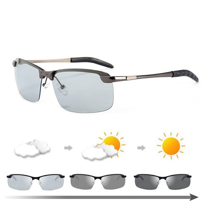 Discover MieMie's photochromic polarized sunglasses, perfect for driving day or night. These men's glasses adapt to light conditions, reducing glare with UV400 protection. Available in black, gray, and silver. Ideal for drivers seeking comfort and eye safety.
