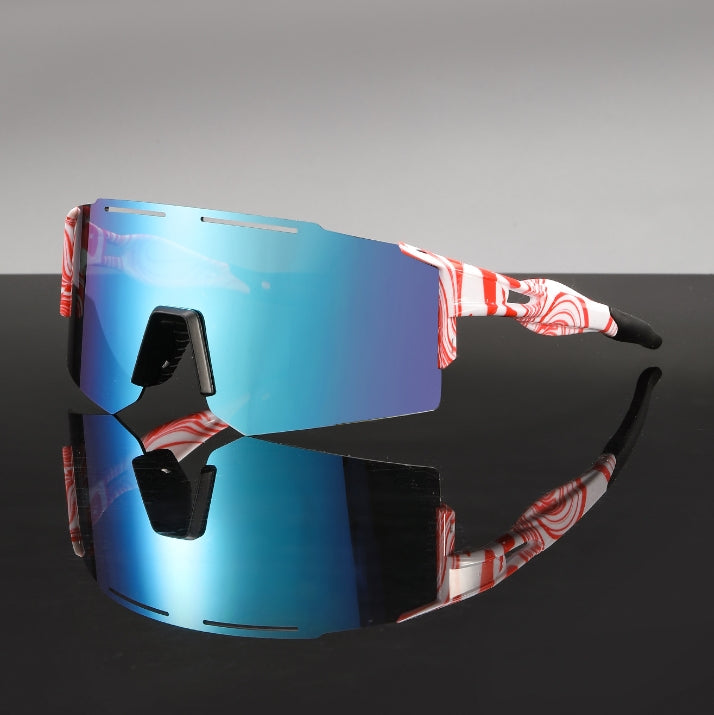 MieMie SP06 sports sunglasses---for a protection against UV400 sun rays to enhance visibility and reduce glare. Photochromic function to deal with any weather condition, unparalleled performance with our premium, designed for athletes and outdoor enthusiasts. . Gear up for your next adventure with sport sunglasses. Available in 8 colors: White Red, Light Blue, White, Blue, Orange, Black Blue, White Blue, Yellow