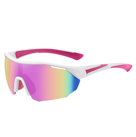 MieMie SP07 sports sunglasses---unparalleled performance with our premium, designed for athletes and outdoor enthusiasts. Enjoy Polarized UV400 protection, lightweight comfort, and stylish designs that enhance visibility and reduce glare. Gear up for your next adventure with sport sunglasses. Comes in 5 colors: Pink, Red, Black, Green, Purple