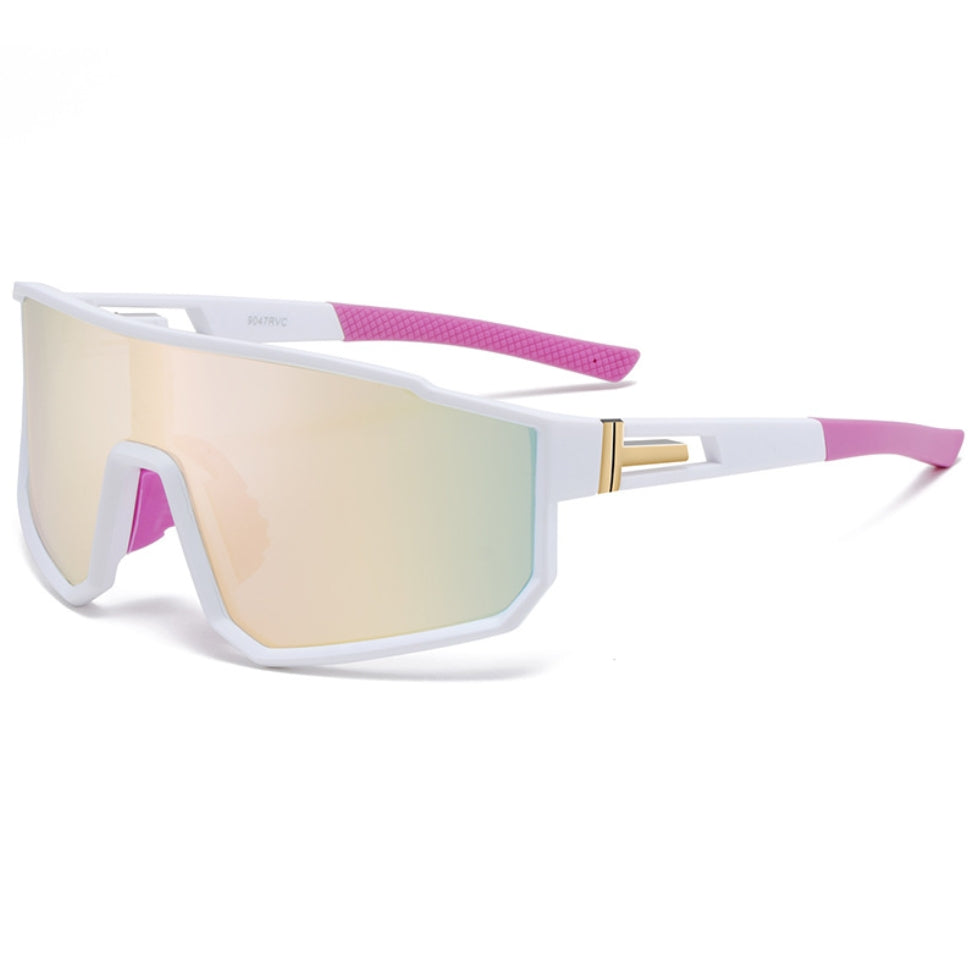 MieMie SP08 sports sunglasses---made from PC material, unparalleled performance with our premium, designed for athletes and outdoor enthusiasts. Enjoy Polarized UV400 protection, lightweight comfort, and stylish designs that enhance visibility and reduce glare. Gear up for your next adventure with sport sunglasses. Available in 8 colors: Pink, Red, Black, Green, Purple, Blue, Silver, Grey