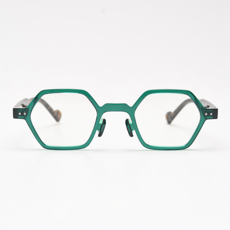 Elevate your style with MieMie eye-catching polygon glasses. Featuring durable TR90 material frames in vibrant colors, includes green, yellow. light green, clear, grey, tortoise & black. Our ALL-IN-ONE lenses offer blue light protection, anti-glare, and more at no extra cost. Perfect for fashion-forward Gen Z trendsetters!