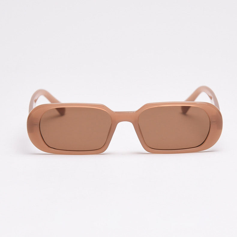 SRE001 MieMie Rectangle Sunglasses made from PC material and a distinctive rimless design, that enhances your look with flair. Equipped with UV400 protection, these sunglasses offer exceptional defense against harmful rays, making them ideal for a day at the beach or for fashion wear. Available in 8 colors: Pink, Black, Brown, Clear, Orange, White, Tortoise & Coffee