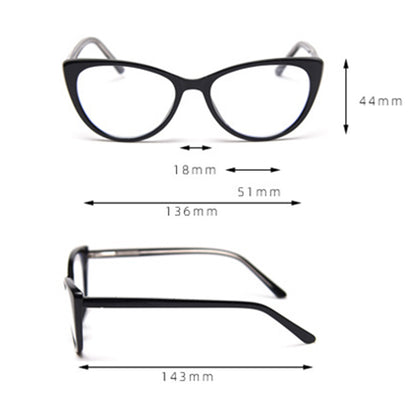 MieMie vintage-inspired cat-eye glasses with thick matte frames and spring hinges, featuring ALL-IN-ONE lenses that include Anti-blue, Anti-allergic, Anti-scratch, Anti-glare, and Oil-resistant coatings. Available in matte black, yellow, red, clear, iced tea, and grey, suitable for prescription or fashion wear.