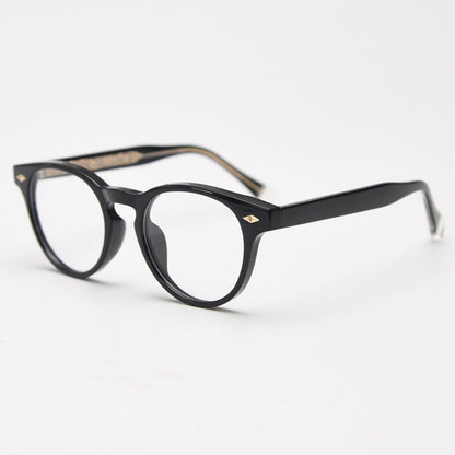 MieMie PR008 round vintage eyeglasses frame, perfect for a stylish look. These small, lightweight frames made from TR90 material. Features ALL-IN-ONE lenses with multi-coating benefits like Anti-blue, Anti-scratch, and more, at no extra cost. Available in 5 colors: Black, Clear, Green, Grey, Brown