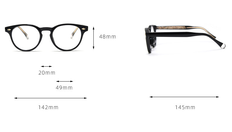 MieMie PR008 round vintage eyeglasses frame, perfect for a stylish look. These small, lightweight frames made from TR90 material. Features ALL-IN-ONE lenses with multi-coating benefits like Anti-blue, Anti-scratch, and more, at no extra cost. Available in 5 colors: Black, Clear, Green, Grey, Brown