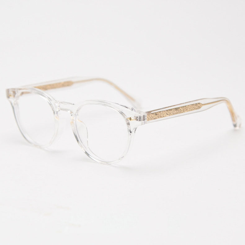 MieMie PR008 round vintage eyeglasses frame, perfect for a stylish look. These small, lightweight frames made from TR90 material. Features ALL-IN-ONE lenses with multi-coating benefits like Anti-blue, Anti-scratch, and more, at no extra cost. Available in 5 colors: Black, Clear, Green, Grey, Brown