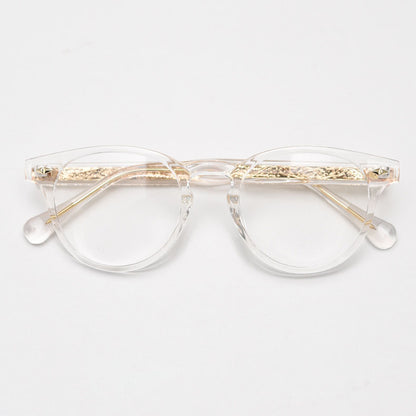 MieMie PR008 round vintage eyeglasses frame, perfect for a stylish look. These small, lightweight frames made from TR90 material. Features ALL-IN-ONE lenses with multi-coating benefits like Anti-blue, Anti-scratch, and more, at no extra cost. Available in 5 colors: Black, Clear, Green, Grey, Brown