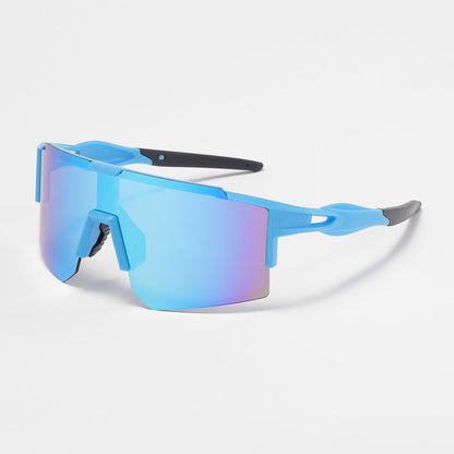 MieMie SP02 sports sunglasses---unparalleled performance with our premium, designed for athletes and outdoor enthusiasts. Enjoy lightweight comfort, and stylish designs that enhance visibility and reduce glare. Gear up for your next adventure with sport sunglasses. Made from PC material, comes in 6 colors: Purple, Blue, Green, Pink, White, Yellow