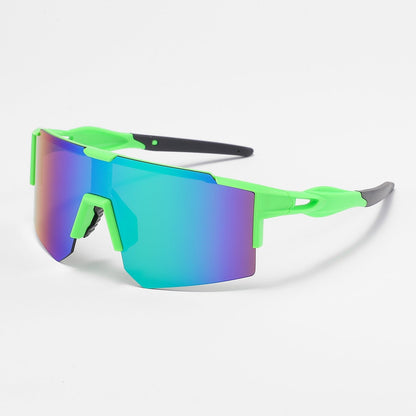 MieMie SP02 sports sunglasses---unparalleled performance with our premium, designed for athletes and outdoor enthusiasts. Enjoy lightweight comfort, and stylish designs that enhance visibility and reduce glare. Gear up for your next adventure with sport sunglasses. Made from PC material, comes in 6 colors: Purple, Blue, Green, Pink, White, Yellow