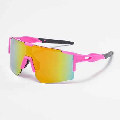 MieMie SP02 sports sunglasses---unparalleled performance with our premium, designed for athletes and outdoor enthusiasts. Enjoy lightweight comfort, and stylish designs that enhance visibility and reduce glare. Gear up for your next adventure with sport sunglasses. Made from PC material, comes in 6 colors: Purple, Blue, Green, Pink, White, Yellow