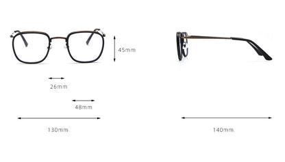 MieMie PSQ014 square punk prescription glasses with sleek detailing. Made from TR90 & metal material. Choose from various colors: Tortoise, Black, Grey & Brown. Benefit from our ALL-IN-ONE lenses with Anti-scratch, Anti-blue, and Anti-glare features, all at a one price.