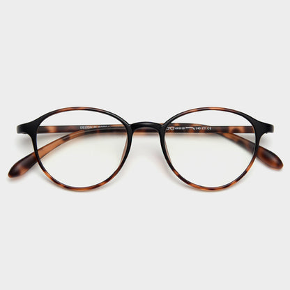 MieMie TR90 thin oval eyeglass frames available in multiple colors, including Black, Red Wine, Blue, Grey, Brown, Sky Blue, Oat Milk, Dark Brown, and Tortoise. Features ALL-IN-ONE lenses with multi-coating benefits: Anti-blue, Anti-allergic, Anti-scratch, Anti-glare, and Oil-resistant, suitable for both prescription and fashion wear.