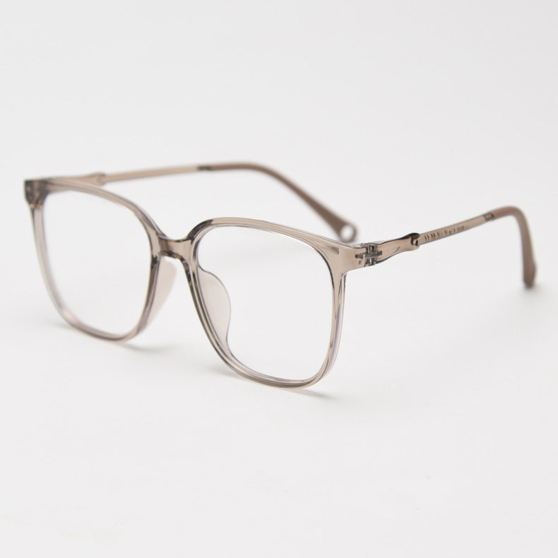 MieMie TR90 thin-frame square glasses with elegant temple details, available in Brown, Gradient Brown, Green, Gradient Black, Grey, Tortoise, Black, and Coffee. Features ALL-IN-ONE lenses with Anti-blue, Anti-scratch, Anti-glare, Anti-allergic, and Oil-resistant multi-coating, providing a stylish and protective eyewear choice for both fashion and prescription needs.