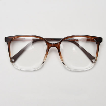 MieMie TR90 thin-frame square glasses with elegant temple details, available in Brown, Gradient Brown, Green, Gradient Black, Grey, Tortoise, Black, and Coffee. Features ALL-IN-ONE lenses with Anti-blue, Anti-scratch, Anti-glare, Anti-allergic, and Oil-resistant multi-coating, providing a stylish and protective eyewear choice for both fashion and prescription needs.