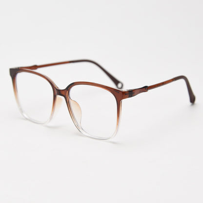 MieMie TR90 thin-frame square glasses with elegant temple details, available in Brown, Gradient Brown, Green, Gradient Black, Grey, Tortoise, Black, and Coffee. Features ALL-IN-ONE lenses with Anti-blue, Anti-scratch, Anti-glare, Anti-allergic, and Oil-resistant multi-coating, providing a stylish and protective eyewear choice for both fashion and prescription needs.