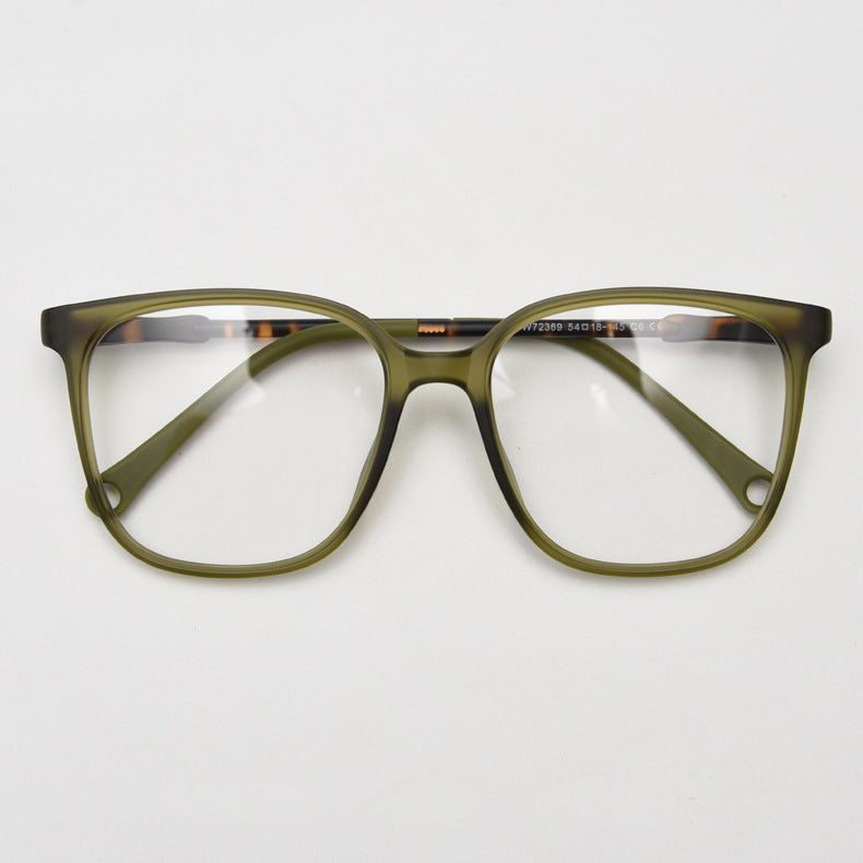 MieMie TR90 thin-frame square glasses with elegant temple details, available in Brown, Gradient Brown, Green, Gradient Black, Grey, Tortoise, Black, and Coffee. Features ALL-IN-ONE lenses with Anti-blue, Anti-scratch, Anti-glare, Anti-allergic, and Oil-resistant multi-coating, providing a stylish and protective eyewear choice for both fashion and prescription needs.