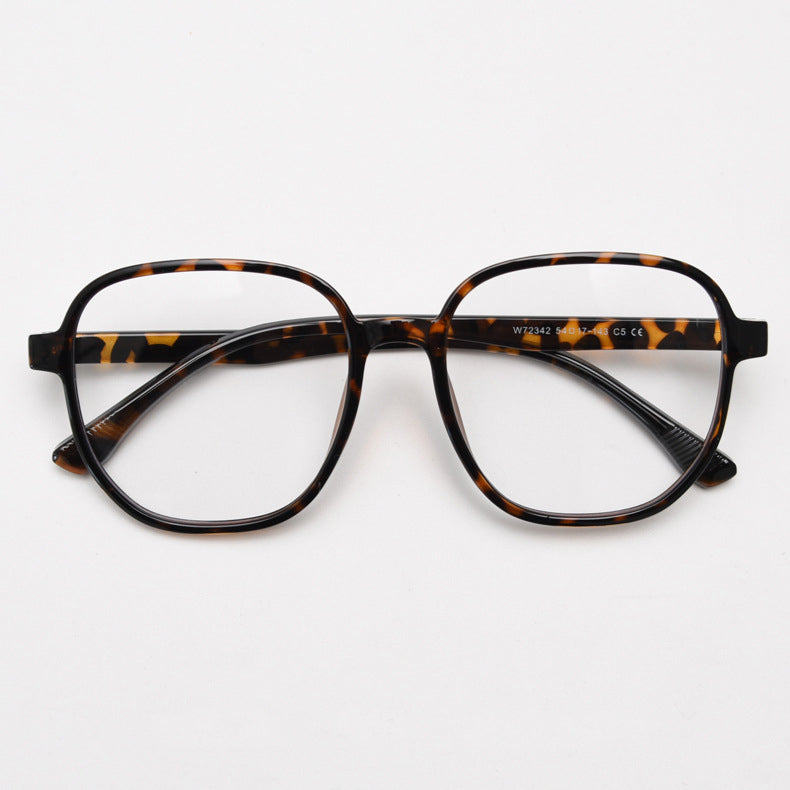 MieMie affordable TR90 PSQ010 Square oversized eyeglass frames in multiple colors, including Brown, Coffee, Green, Grey, Tortoise, and Matte Black. Features ALL-IN-ONE lenses with multi-coating benefits like Anti-blue, Anti-scratch, Anti-glare, Anti-allergic, and Oil-resistant, offering a stylish and face-slimming look.