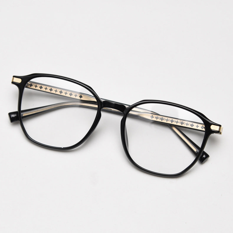 MieMie TR90 square glasses with elegant metal accents, available in Black-Gold, Black-Silver, Gradient Grey, Brown, and Coffee. Featuring ALL-IN-ONE lenses with Anti-blue, Anti-glare, and Anti-scratch coatings, perfect for vision correction or style.