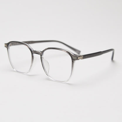 MieMie TR90 square glasses with elegant metal accents, available in Black-Gold, Black-Silver, Gradient Grey, Brown, and Coffee. Featuring ALL-IN-ONE lenses with Anti-blue, Anti-glare, and Anti-scratch coatings, perfect for vision correction or style.