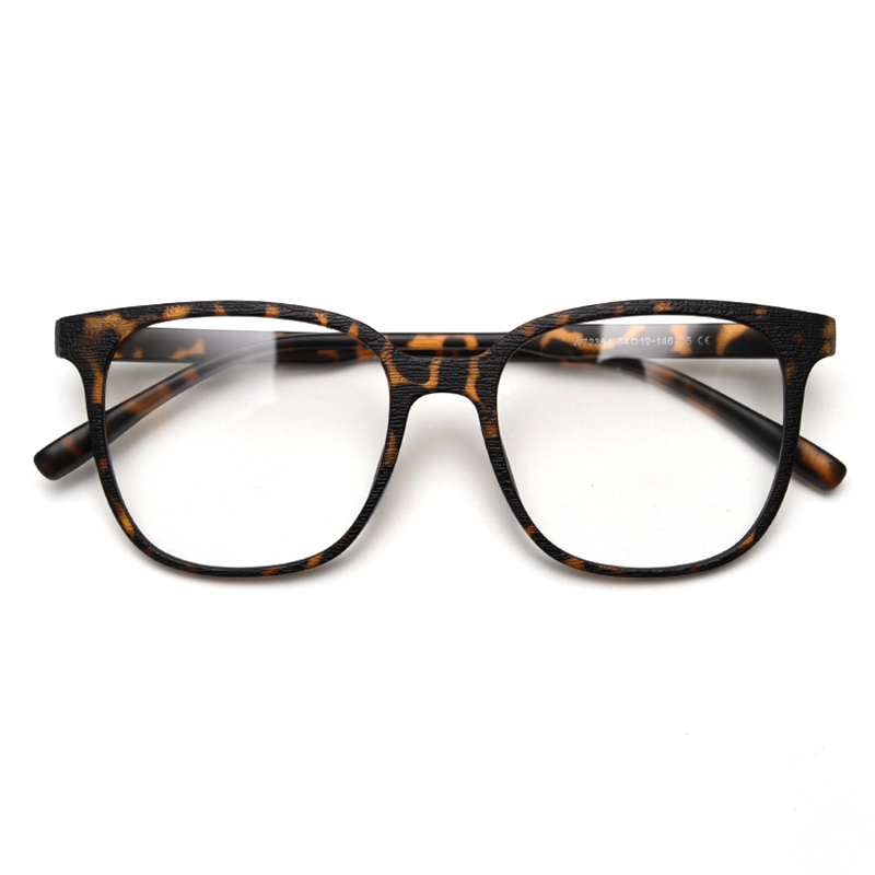 MieMie PSQ003 Wooden-Texture Square Prescription Glasses — in various colors: Leopard Tortoise, Coffee, Brown, Black, Green & Grey classic shape design with unique wooden texture, designed for both men and women. Customized for nearsightedness, farsightedness, and astigmatism, 6-in-one lens package including anti-blue. Durable TR90 frame, lightweight, flexible, and impact-resistant properties. Your vision and style with our eyewear.