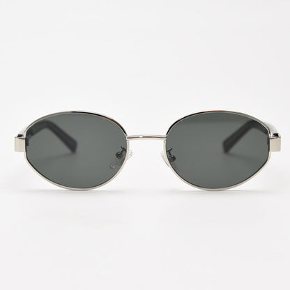 MieMie SR003 Round Oval sunglasses is crafted with lightweight and polished metal frames, featuring UV400 protection function a leather-decorated design, effortlessly complementing any outfit. With their street-style flair, perfect for making a fashionable statement. Available in 3 colors: Tortoise, Black &amp; Silver